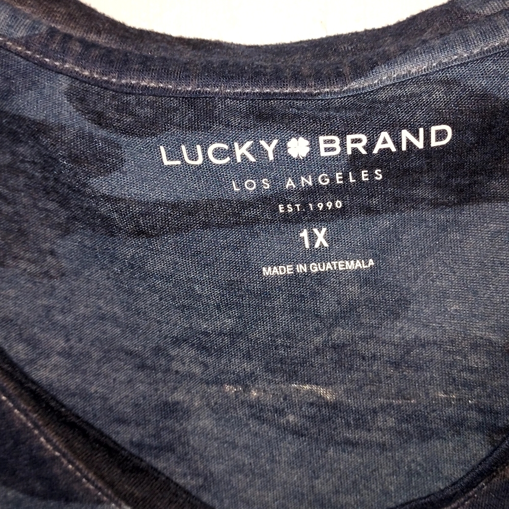 Lucky Brand Women's Short Sleeve Blue Camo Tee - Picture 2 of 2